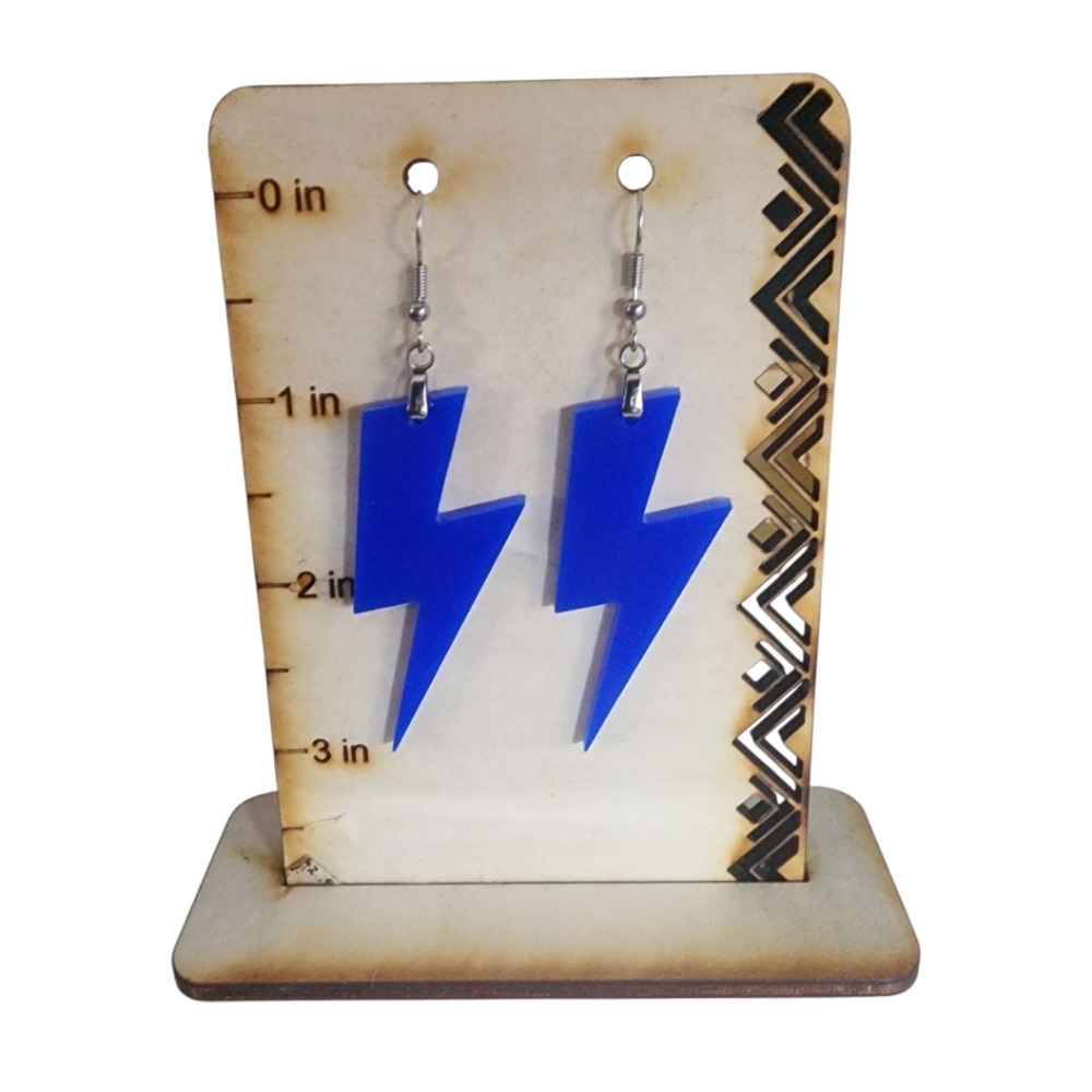 Bright Blue Lightning Bolt Acrylic Drop Earrings